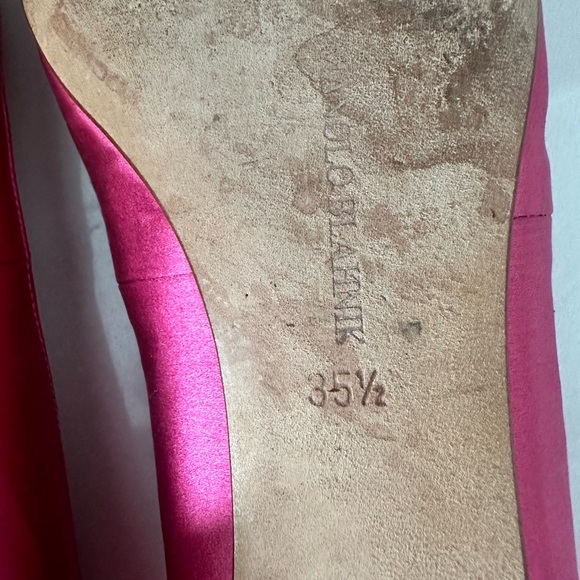 Manolo Blahnik Raspberry Dark Pink Satin Ballet Flats Size EU 35.5 - Picture 12 of 12